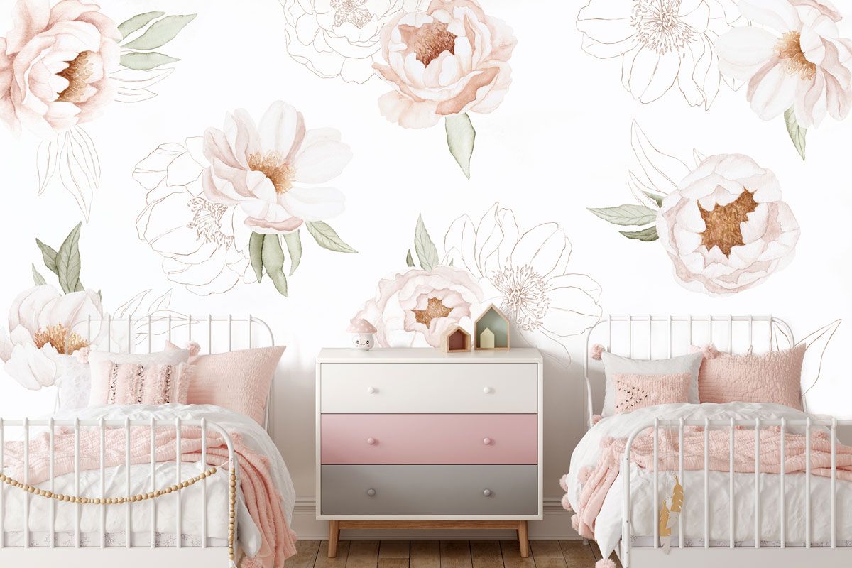 papier-peint-fleurs-roses