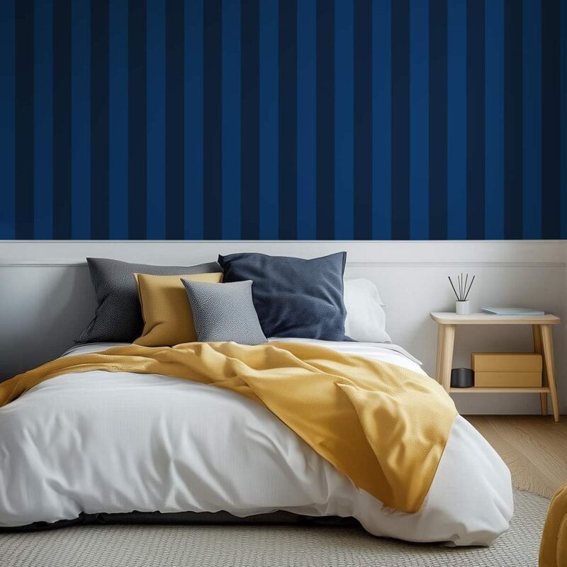 Papier peint moderne rayures bleu foncé