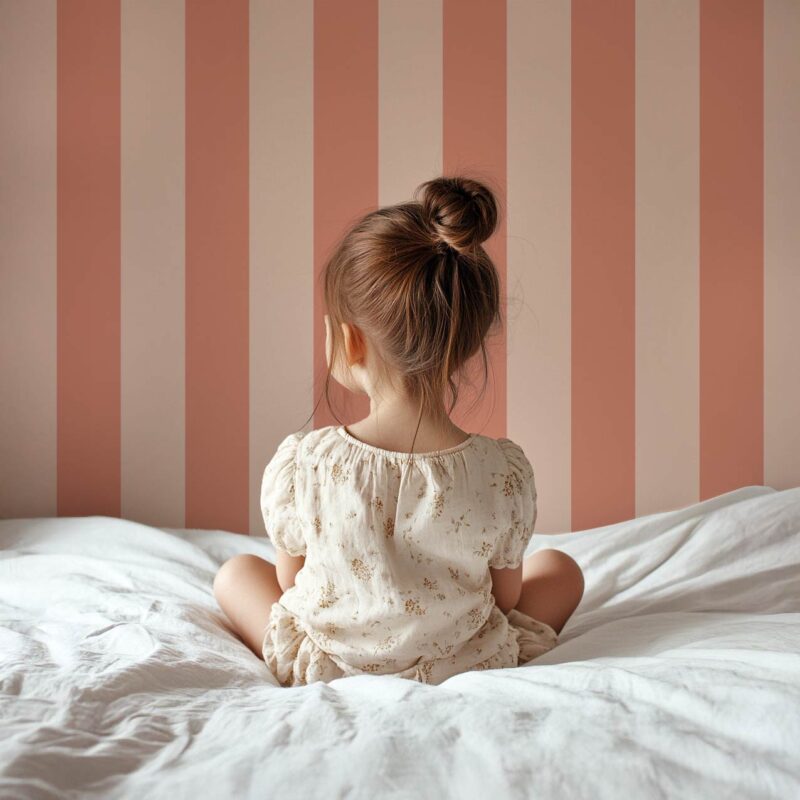 Papier peint chambre corail et rose poudré
