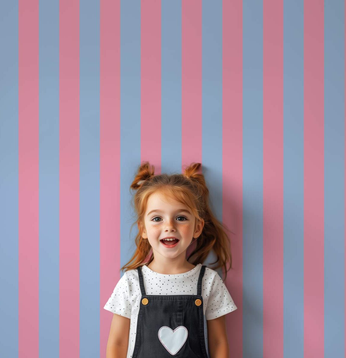 papier peint chambre enfant rayures bleu et rose