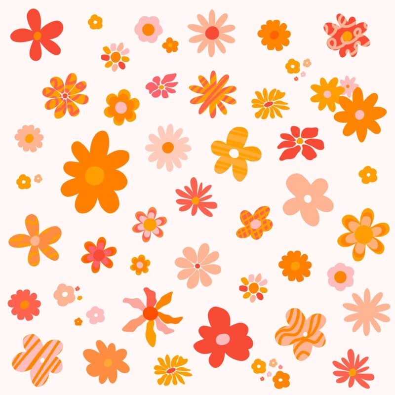 Carta da parati con fiori retrò colorati - immagine 5