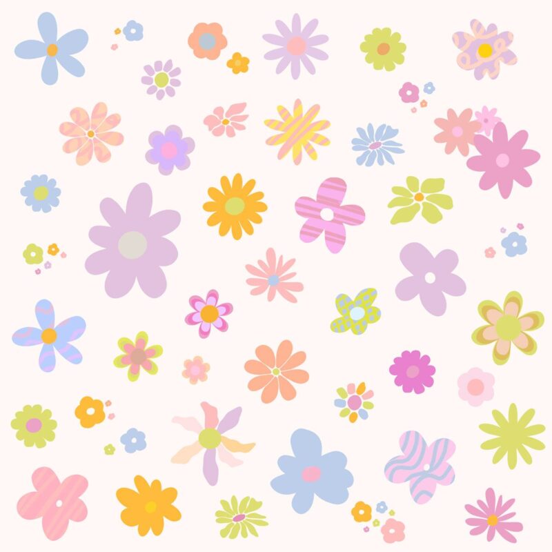 Carta da parati con fiori retrò colorati - immagine 4