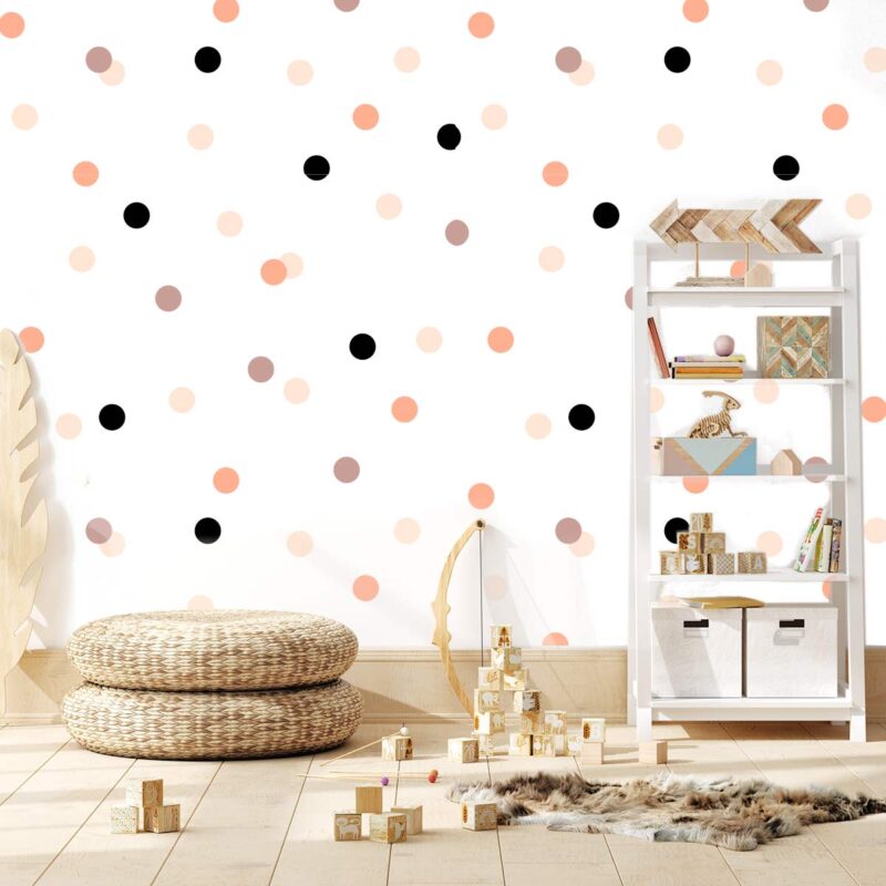 papier-peint-à-pois-orange-enfant