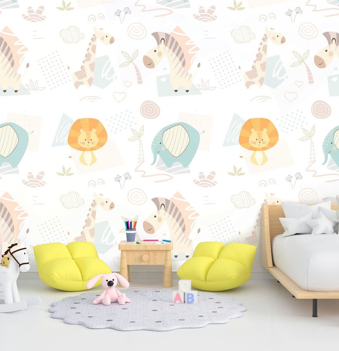 papier-peint-animaux-chambre-bébé
