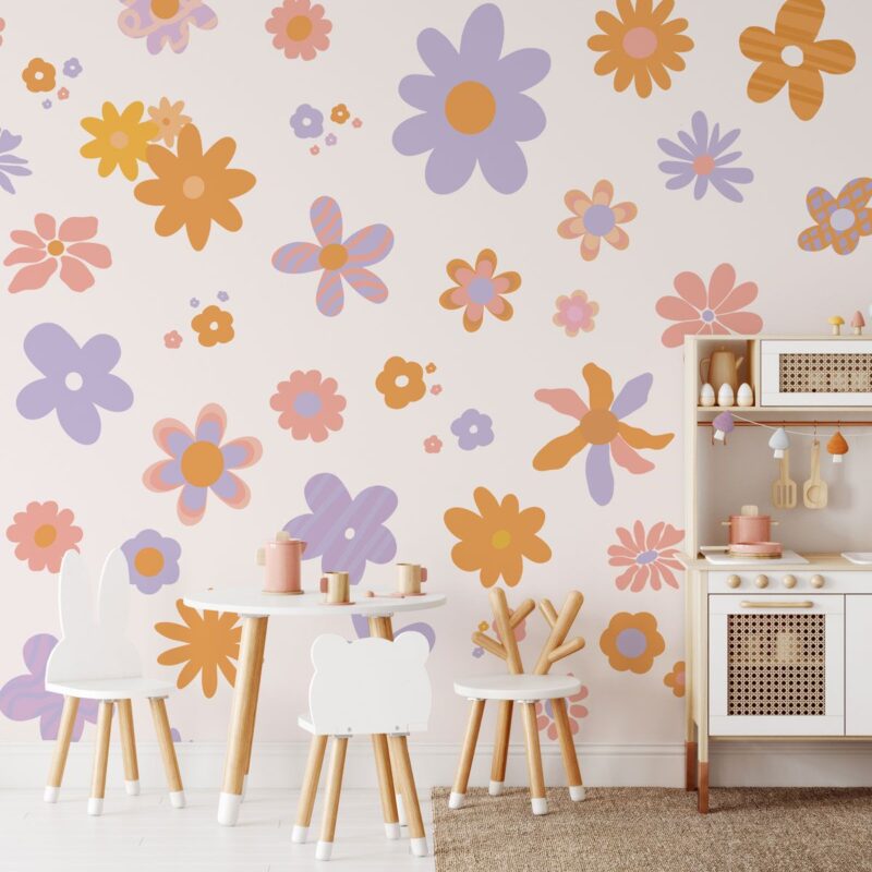 papier peint fleurs retro panoramique