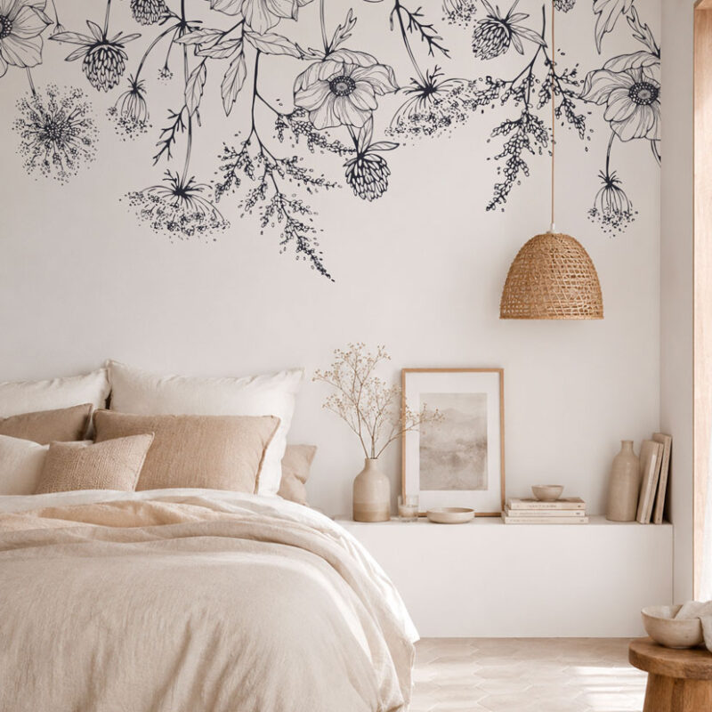 papier-peint-floral-noir-et-blanc