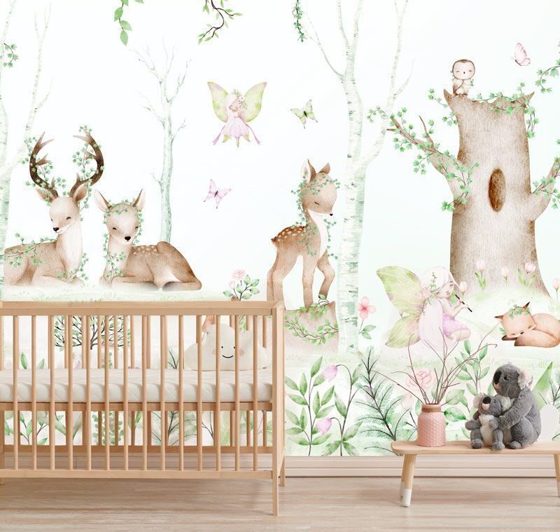 papier-peint-foret-panoramique-chambre-fille
