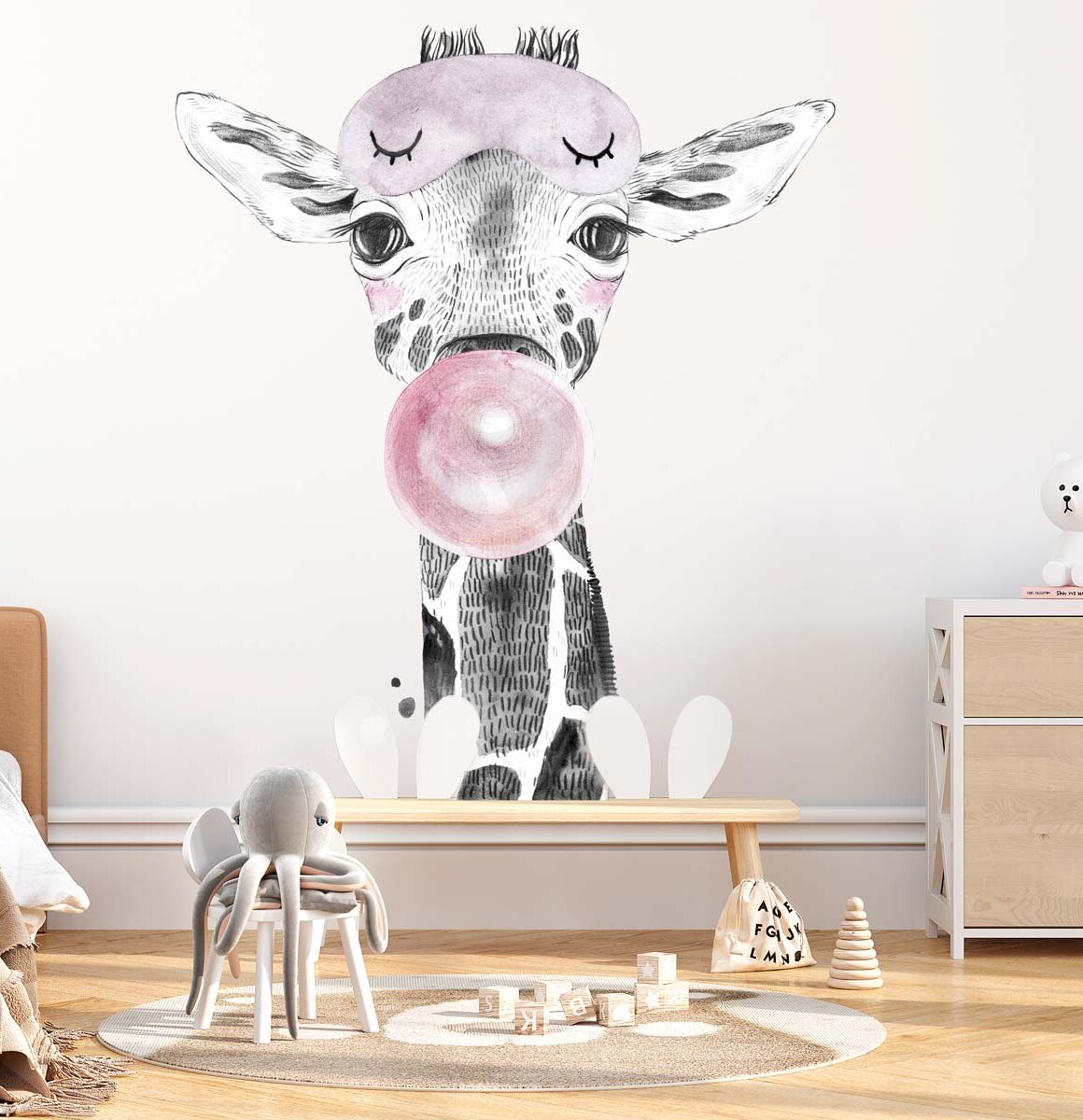 papier-peint-girafe-chewing-gum