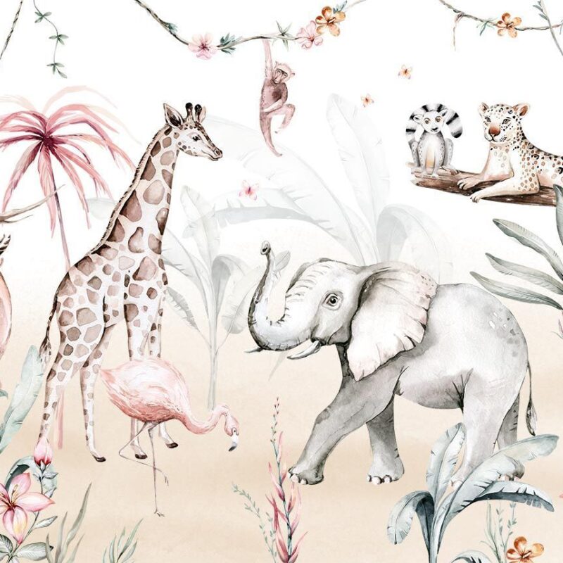 Carta da parati "Jungle magica" per la cameretta delle bambine - immagine 2
