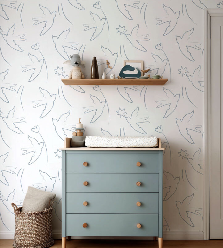 papier-peint-oiseau-bleu