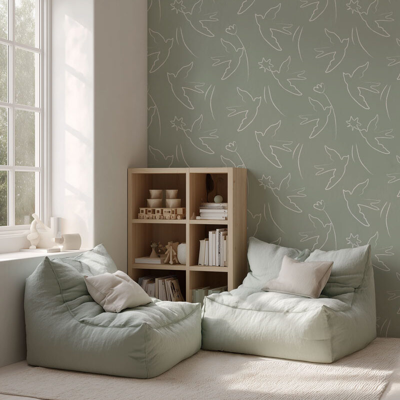 papier-peint-oiseau-vert
