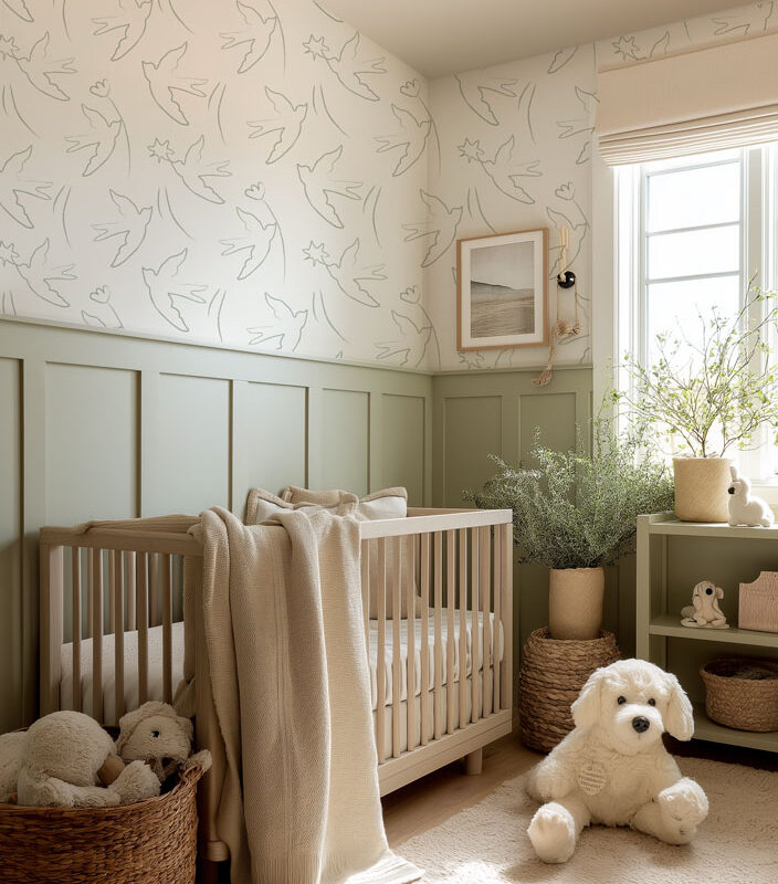 papier-peint-oiseau-vert-clair