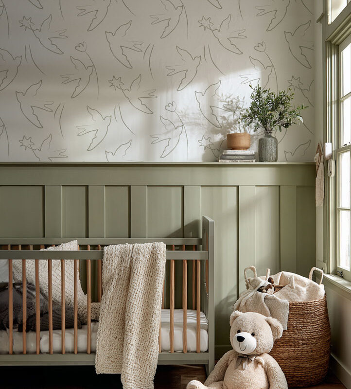 papier-peint-oiseau-vert-kaki