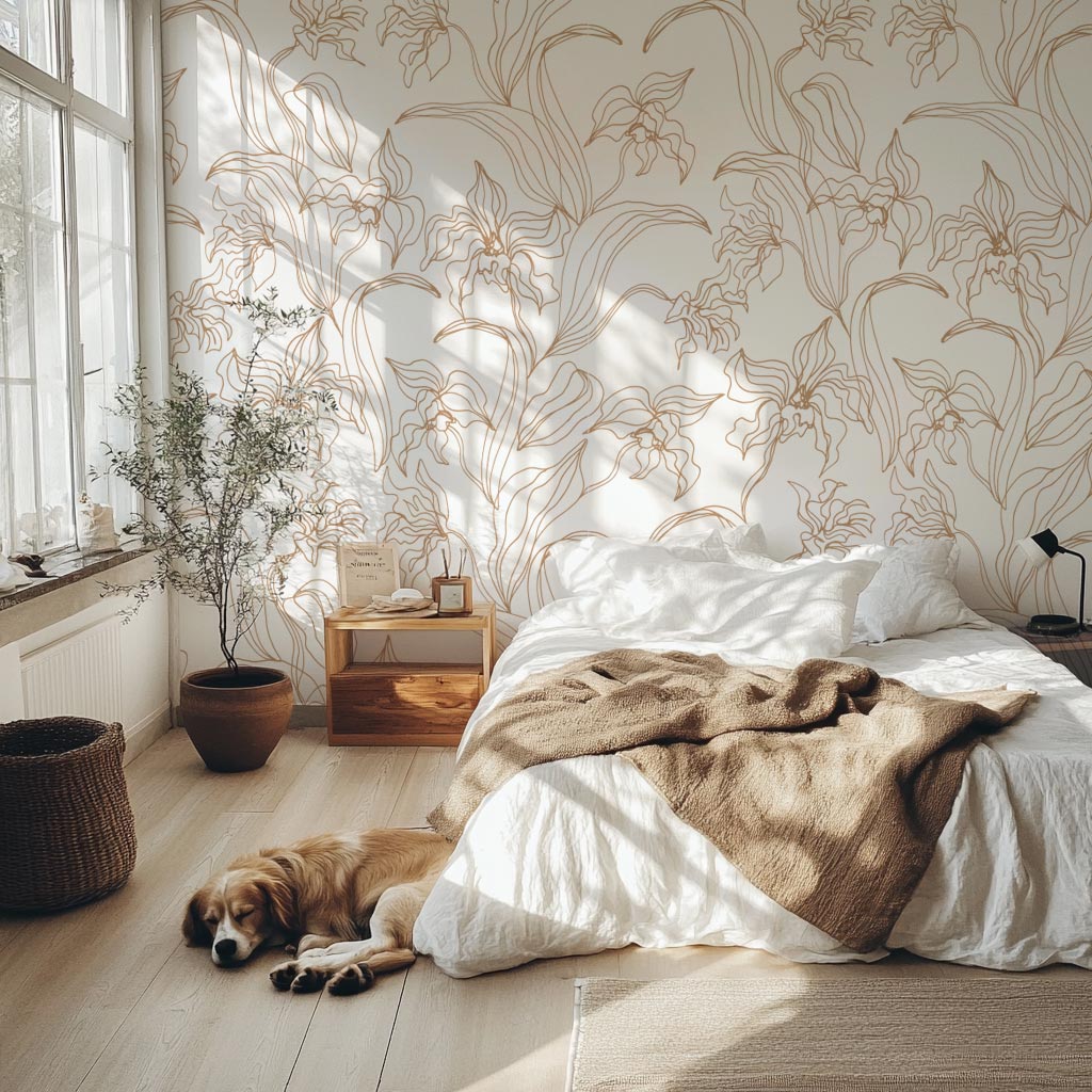 papier-peint-orchidée-tete-de-lit